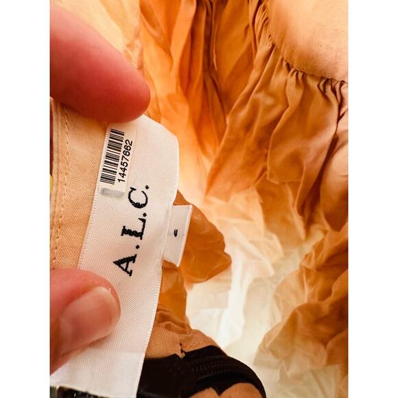 A. L. C. Multicolored Cotton Tan White Halter Neck Maxi Dress Size 6 - Picture 12 of 16